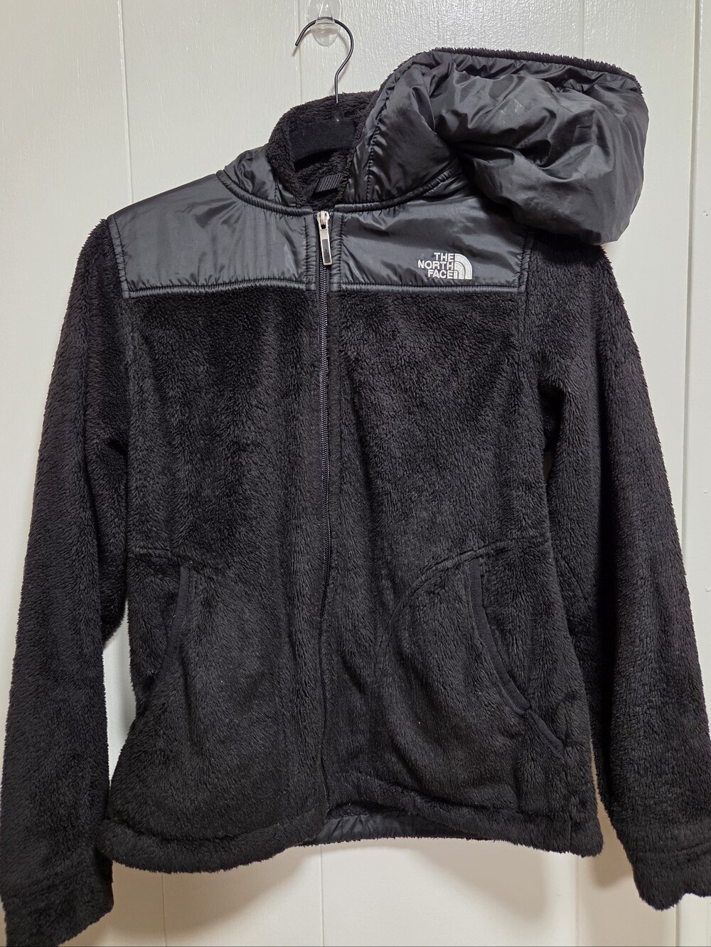 The North Face Osito Hooded Plush Fleece Full Zip Jacket Black Women’s Small